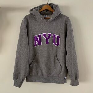 Vintage NYU Grey Hooded Sweatshirt